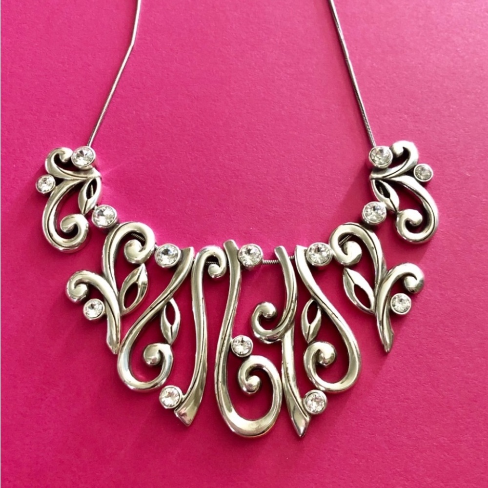 BRIGHTON COLLAR SILVER NECKLACE W/ A UNIQUE WOVEN LINK DESIGN. - Picture 6 of 8